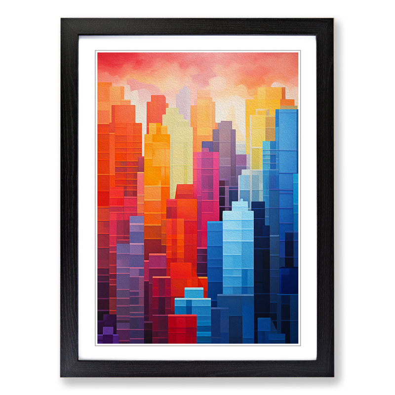 New York Colour Field - Single Picture Frame Print on Wood, Black Framed, 64cm H x 46cm W x 2cm D