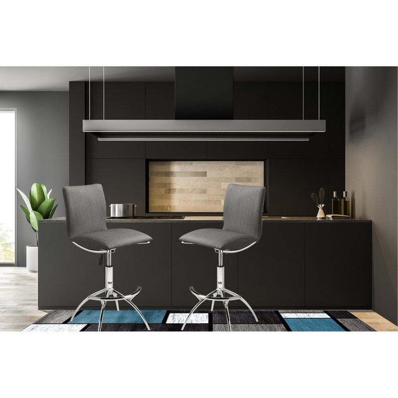 Tabourets de bar rotatifs modernes de couleur grise, à hauteur réglable avec structure et empreinte de siège d'unité centrale, avec structure à 2 pieds