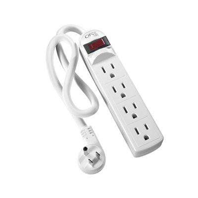 Barre d'alimentation à 4 prises avec cordon d'extension de 2 pieds pour appareils électriques One Products - Certifié ETL, interrupteur d'alimentation à DEL