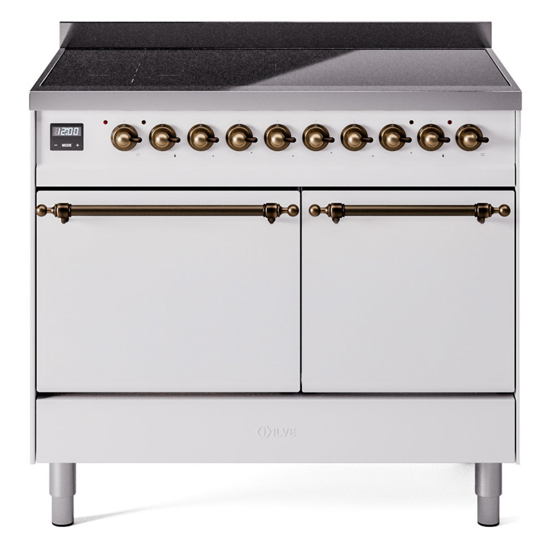 ILVE Nostalgie II Series 40 inch Induction Range with 6 Induction Elements (Solid Door), White/Bronze