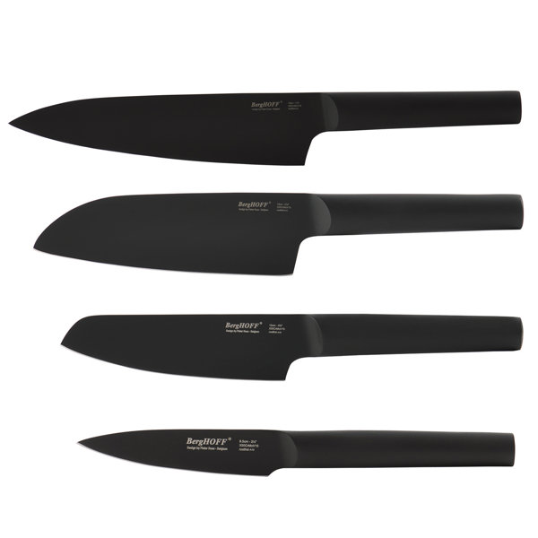 BergHOFF Modern Matte Black Knife Set, 8 Styles, Steel Titanium in