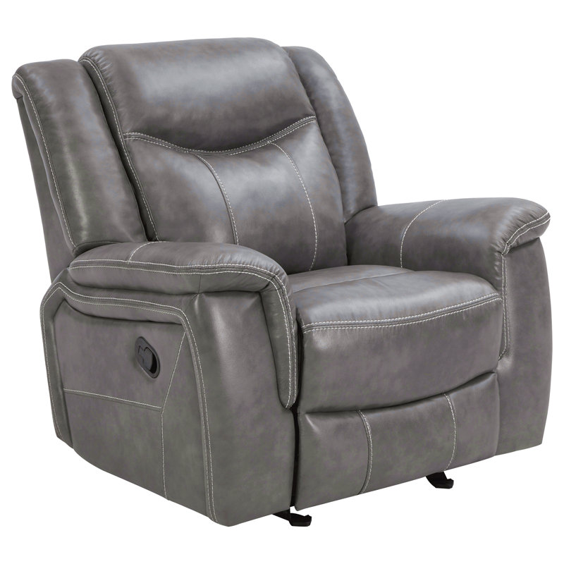 Grey Upholstered Padded Arm Glider Recliner