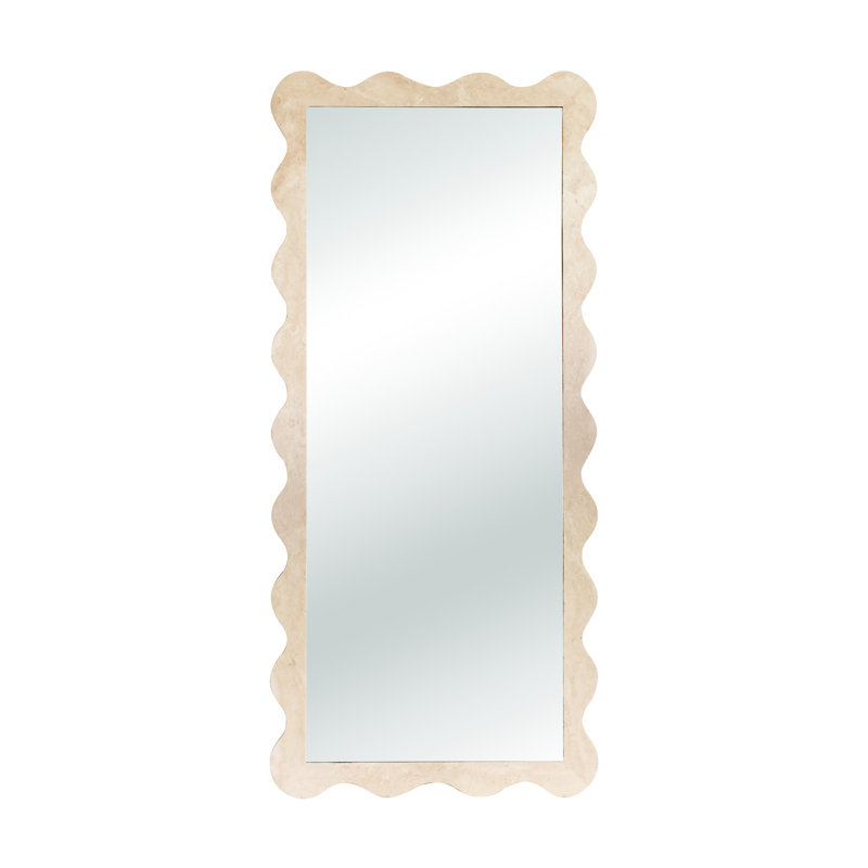 Deniz 35 in. x 79 in. Natural Stone Scallop Framed Mirror