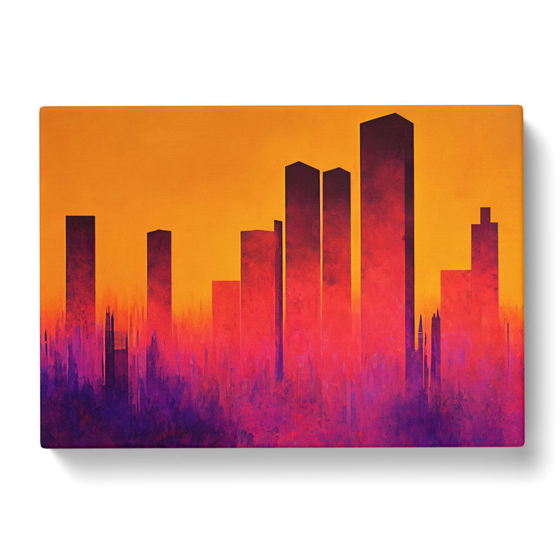Stellar Skyscraper Skyline Abstract - Wrapped Canvas
