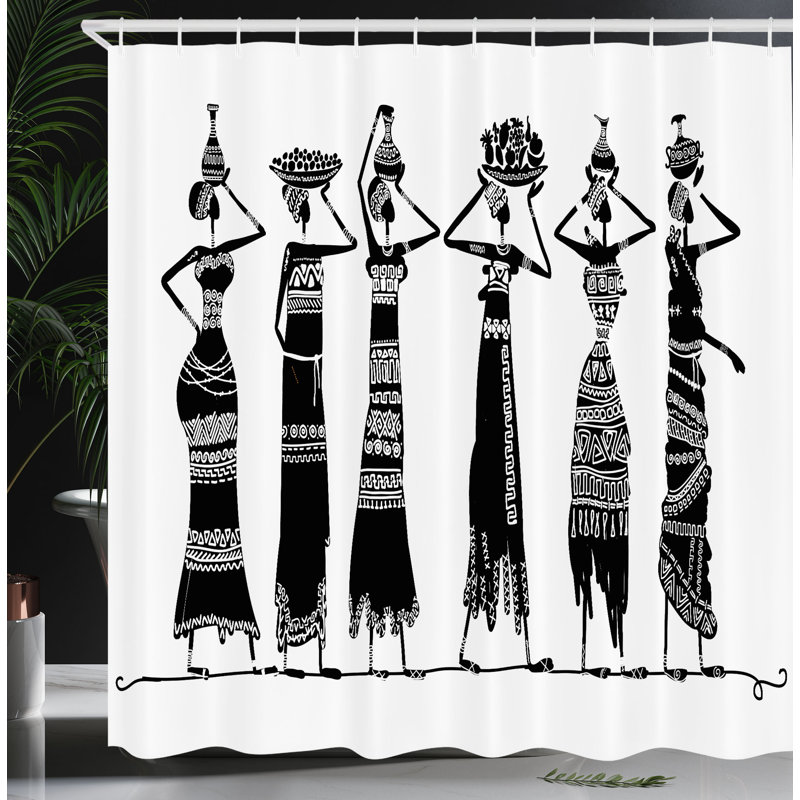 Shower Curtain with Hooks Included, 70"H x 69"W