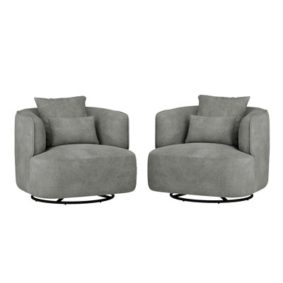 Darna 32.3" Wide Upholstered Swivel Accent Chair（Set Of 2）