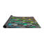 Tissé à la machine à motif géométrique en laine et polyester gris/bleu/vert Tapis décoratif-285962609
