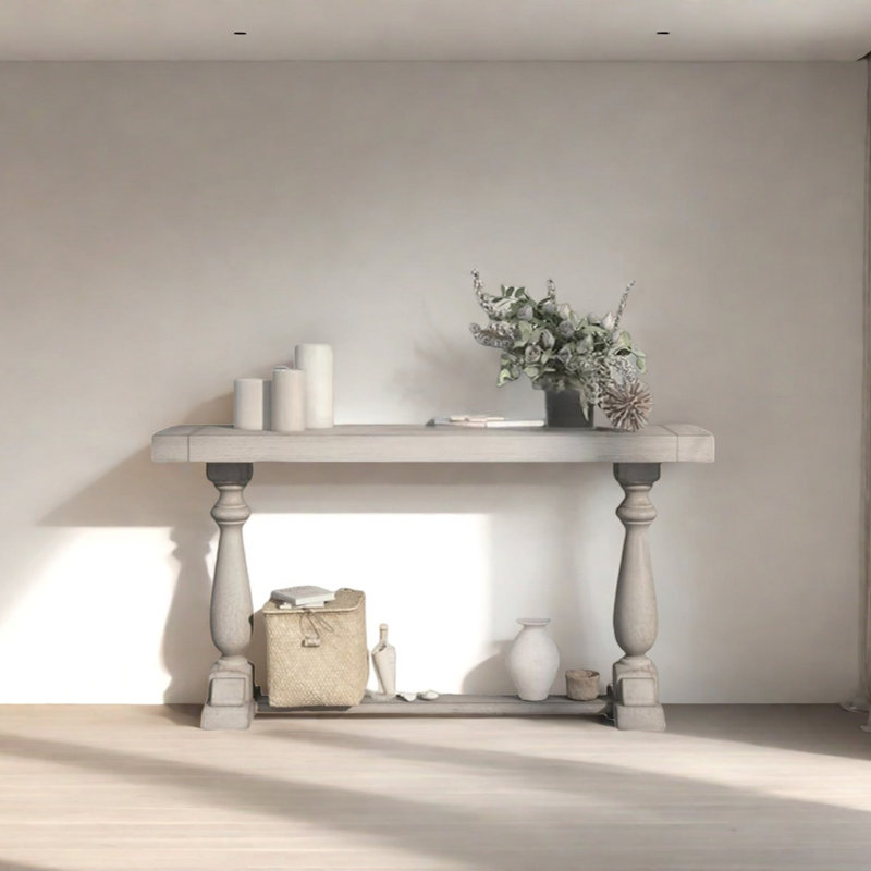 Retro Minimalist Console Table, Beige, 31.5" H x 66.93" W x 15.75" D