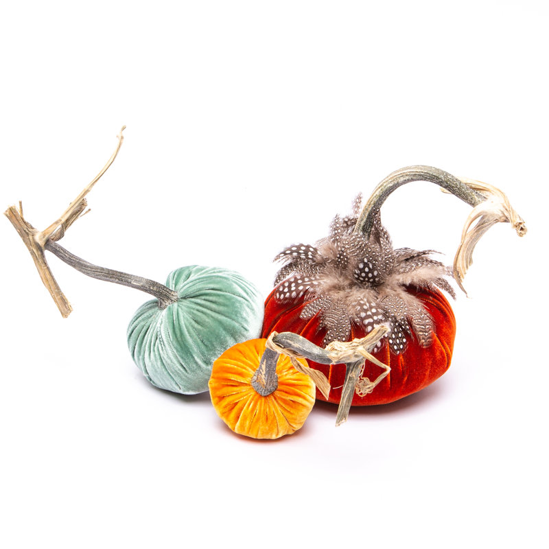 Silk Velvet Pumpkins-Small Feather Trio