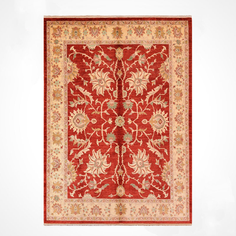 Tapis en laine et coton crème noué à la main Original Original