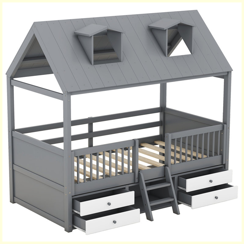 Structure de lit Modern, Gris, Lit simple