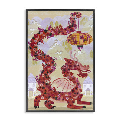 Dragon & Lantern Mythology Framed Giclee, design by Kay Widdowson