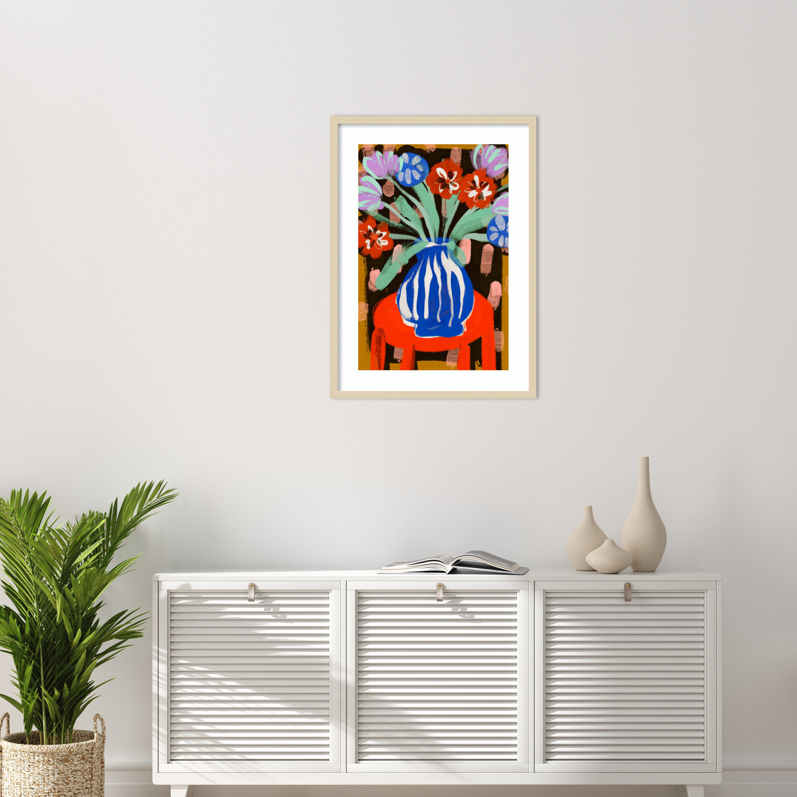 Floral Still Life No 2 by Treechild Wood Framed Wall Art Print, Brown, 33" H x 24" W