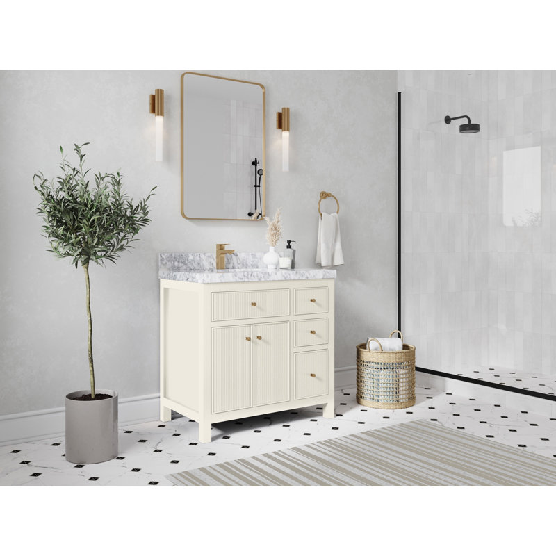 Sonoma 36 po X P 22 po De salle de bain Quartz, 2 po – Calacatta Poanazzo, Alabaster