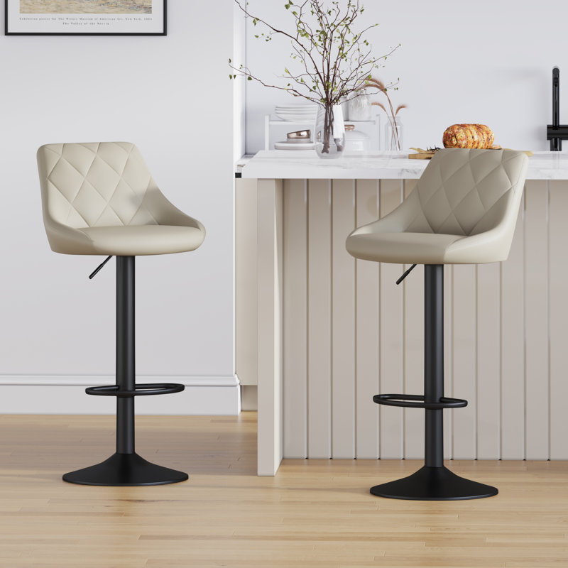 Swivel Adjustable Height Counter Stool with Metal Frame, Brown