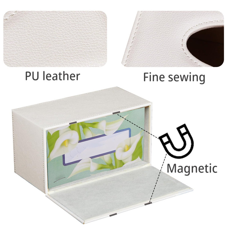Rebrilliant Rectangular Leather Tissue Box Cover, 1-Pack, (Black ...
