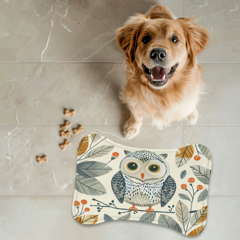 Fall Owl Graphics - 1 Piece Bone Shape Feeding Mat