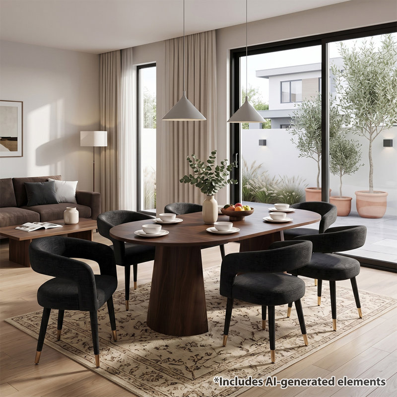 Ensemble de table de salle à manger extensible de 47 à 65 po à 83 po avec fauteuils rembourrés, 7 Pieces: Table, 6 Chairs