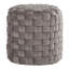 Braided Round 16" Ottoman In Dark Grey Velvet