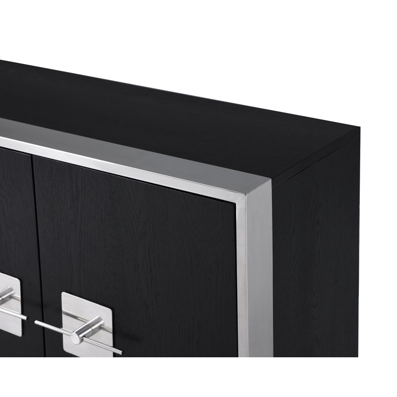Ophir 71'' W Sideboard, Black/Polished Stainless Steel