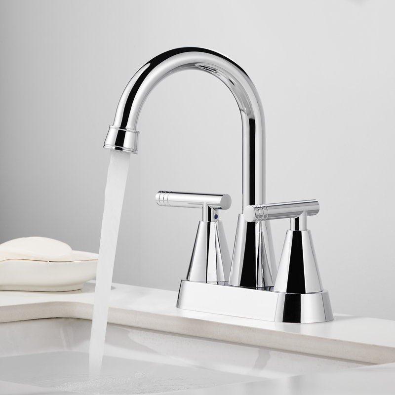 Centerset 2-handle Bathroom Faucet with Drain Assembly, Chrome
