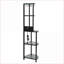 Corner Shelf, 5-Tier with LED Light &amp; USB Plug, Glass Holder, 15.75x15.75x59.84 Inches | Black | Metal