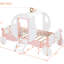 Lit simple blanc et rose avec couronne, lit plateforme en bois, 10 lattes de soutien, charge de 350 lb, escalier de haute qualité, contreplaqué robuste, stabilité