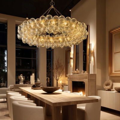 60" Gold Modern Crystal Chandelier, 16-Light Glass Globe Ceiling Light For Dining Room, Living Room, Foyer