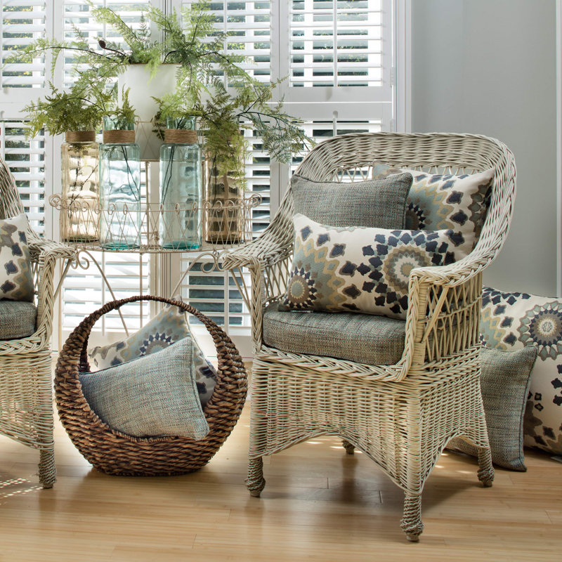 Embroidered Rectangular Floral Lumbar Pillow in Neutral Tones
