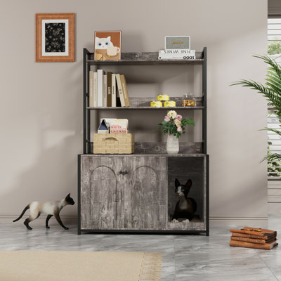 Large Cat Litter Box Enclosure With Shelf Storage Large Cat Litter Box Enclosure With Shelf Storage