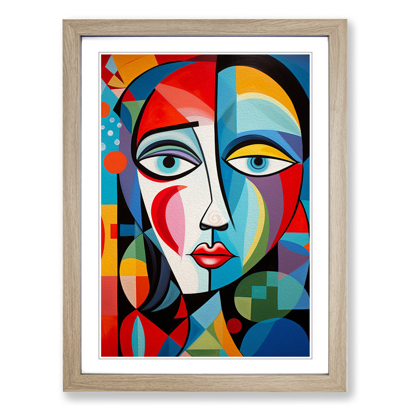 Pablo Picasso Colour Field - Single Picture Frame Print on Wood, Oak Framed, 34cm H x 25cm W x 2cm D