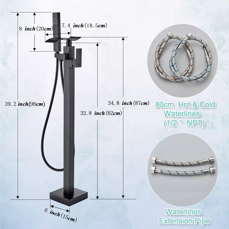 Floor Freestanding Tub Filler with Diverter, Oil Rubber Bronze