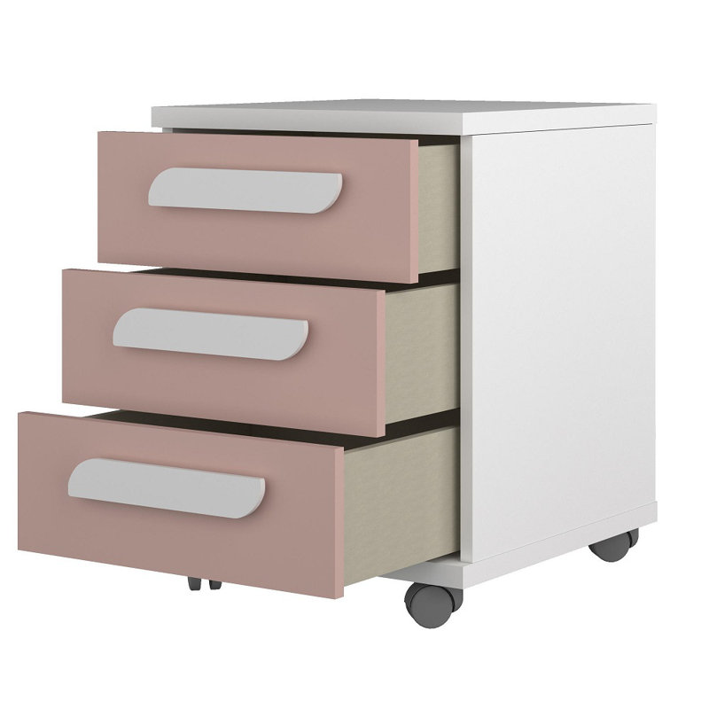 Annabelle 3 Drawer Nightstand, Pink/White