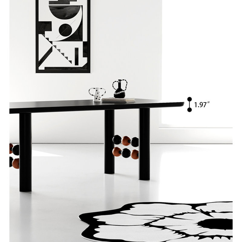 Ancient Chinese Style Black Solid Wood Rectangular Dining Table, 29.53"H x 70.87"L x 31.5"W
