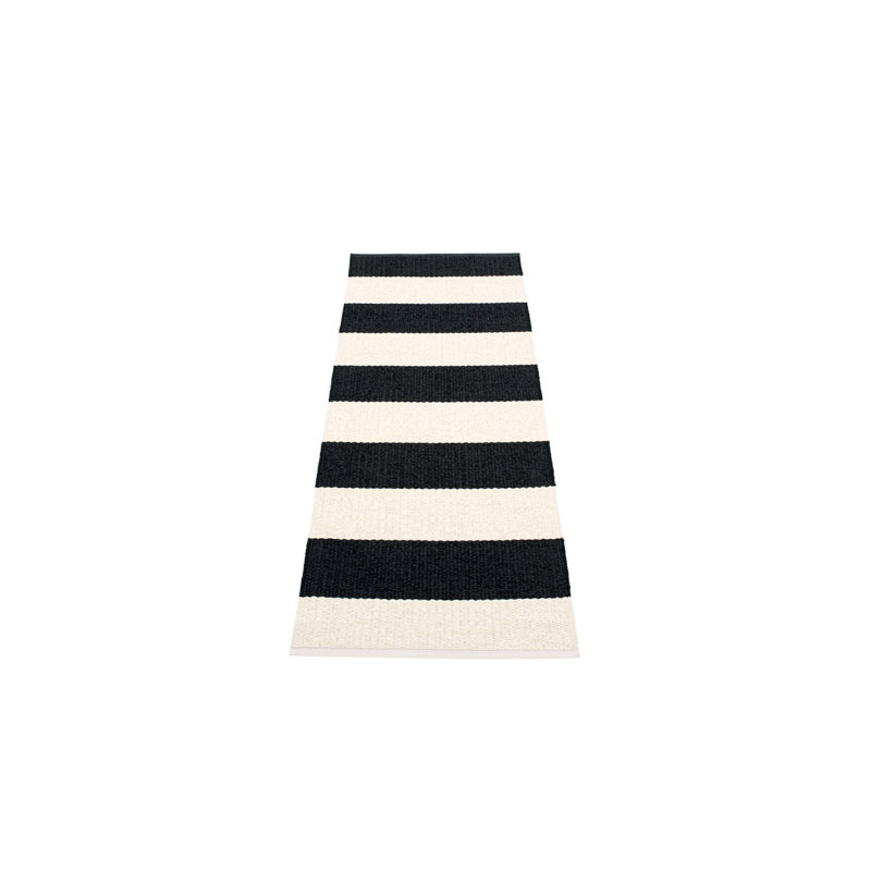 Tapis intérieur / extérieur noir / beige Bob Flatweave, Tapis de couloir 2 pi 3 po x 6 pi 6 po, Noir / Beige