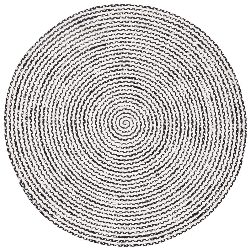 Tapis tressé 260 en noir / ivoire, Rond 6 pi