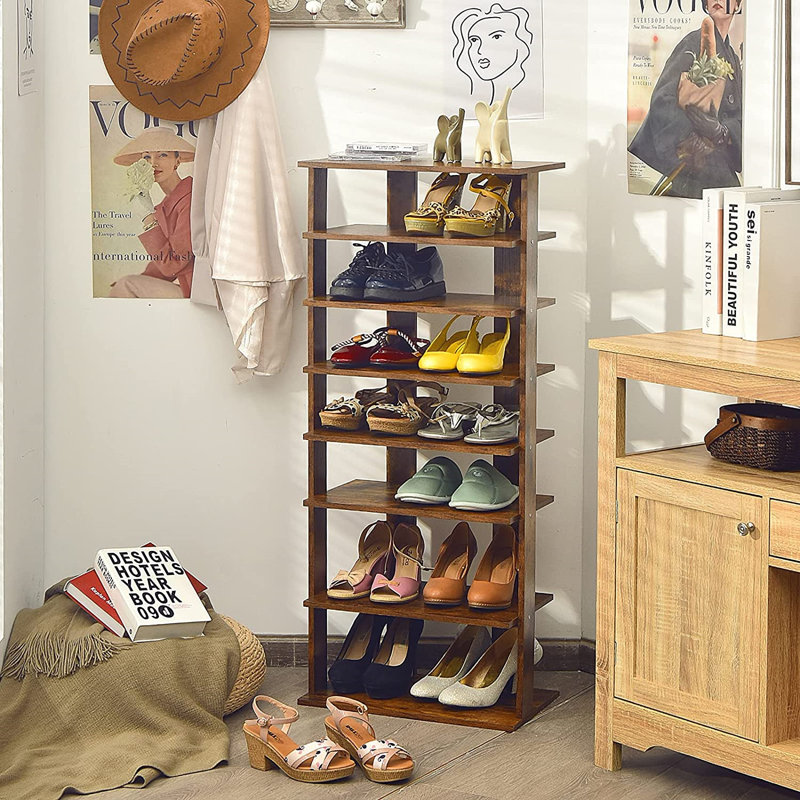 Range-chaussures double 14 paires, Brun rustique