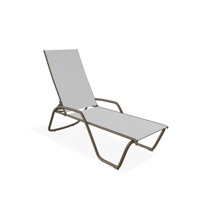 Outdoor Rust-Resistant Metal Chaise Lounge, Textured Beachwood, Abalone