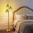 69''  Vintage Tree Floor Lamp With Glass Floral Shade