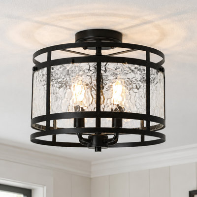 Sherwin 4-Light Modern Farmhouse Clear Glass Flush Mount Ceiling Light for Bedroom