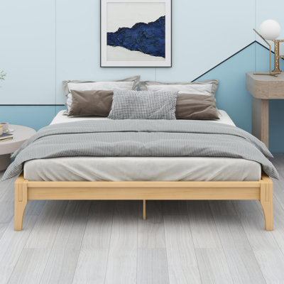 Base de lit plateforme en bois avec support en lattes de bois