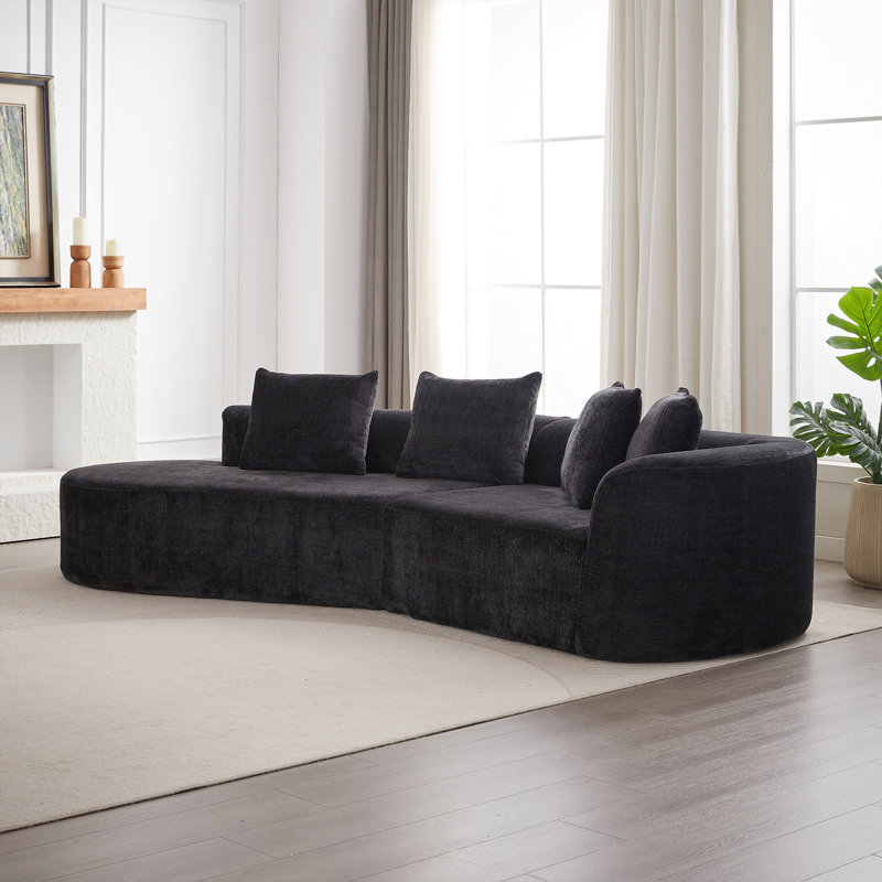 Canapé modulaire surdimensionné et rembourré Modern, Orienté à gauche (vu de face), Chenille noir