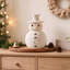 Porte-bougie bonhomme de neige en terre cuite 7,1 po, décoration de Noël rustique de style campagnard, décoration de table intérieure et extérieure