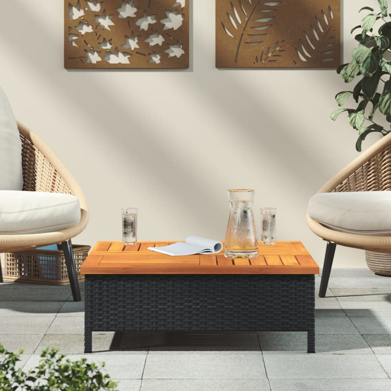 Andreano Square Solid Wood Outdoor Coffee Table - 70 cm W 70 cm D, Black