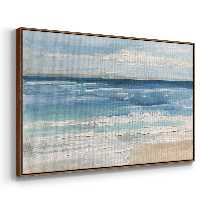 " Ocean Waves I ", 27" H x 41" W x 2" D, Walnut Framed Canvas