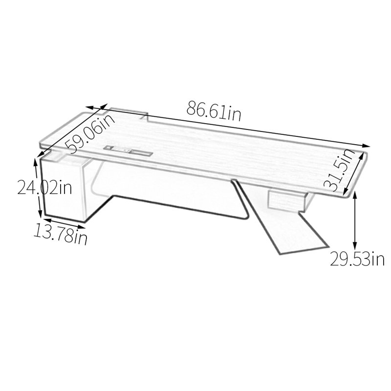 Surface de travail spacieuse et fonctionnelle, H 29,53 po x l 86,61 po x P 59,06 po, Brun / Blanc