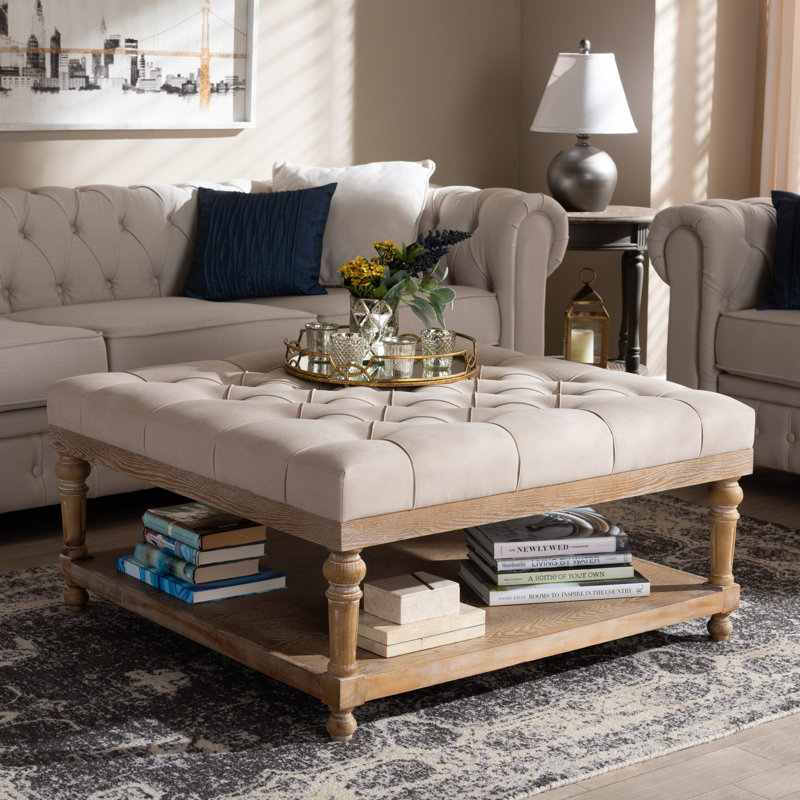 Adger Upholstered Ottoman, Beige