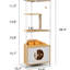 Arbre à chat avec poste d'alimentation et poteau à griffer, espace - blanc + chêne, coffre-fort amusant pour les chats d'intérieur