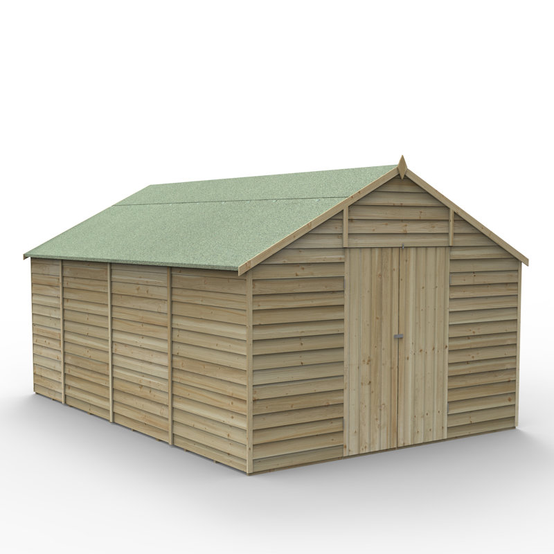 Overlap Pressure Treated 10 x 15 Apex Shed - No Window, Double Door, Yes