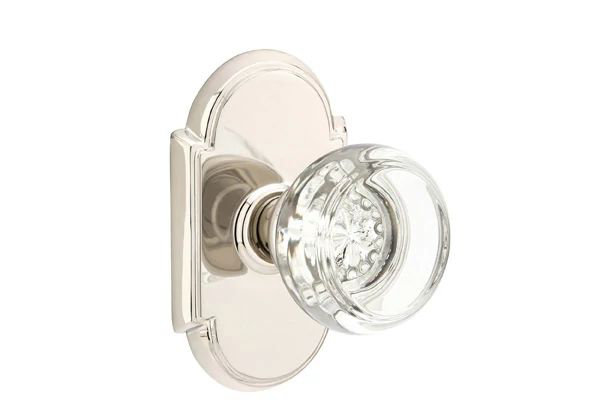 Emtek Passage Interior Mortise Set w/ #8 Rosette & Georgetown Glass Knob (RH)